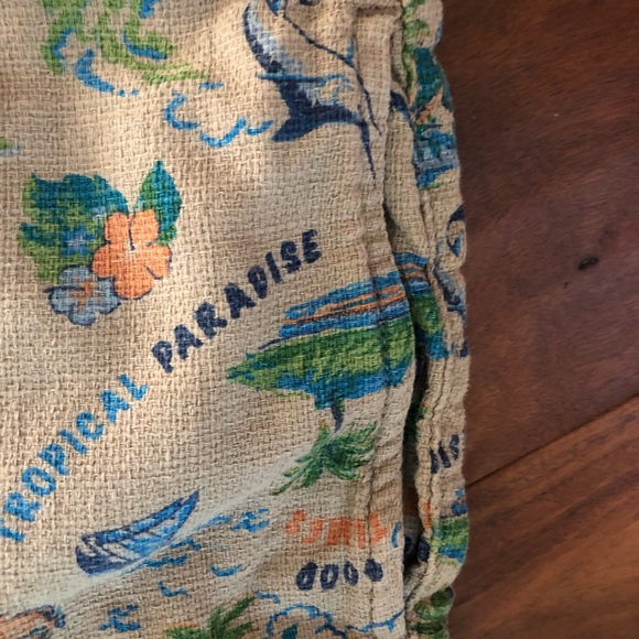 Linen Tropical Paradise Hawaiian Print Tan Khaki Shorts size 32 Pristine EUC 32 - Picture 6 of 6